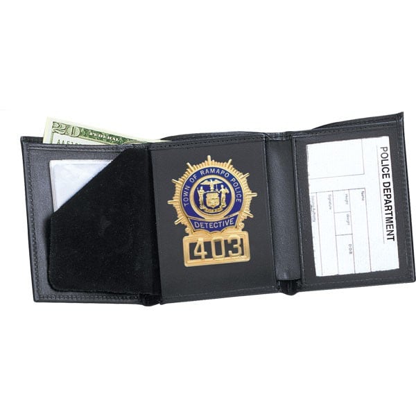 Strong Leather Tri Fold Badge Wallet
